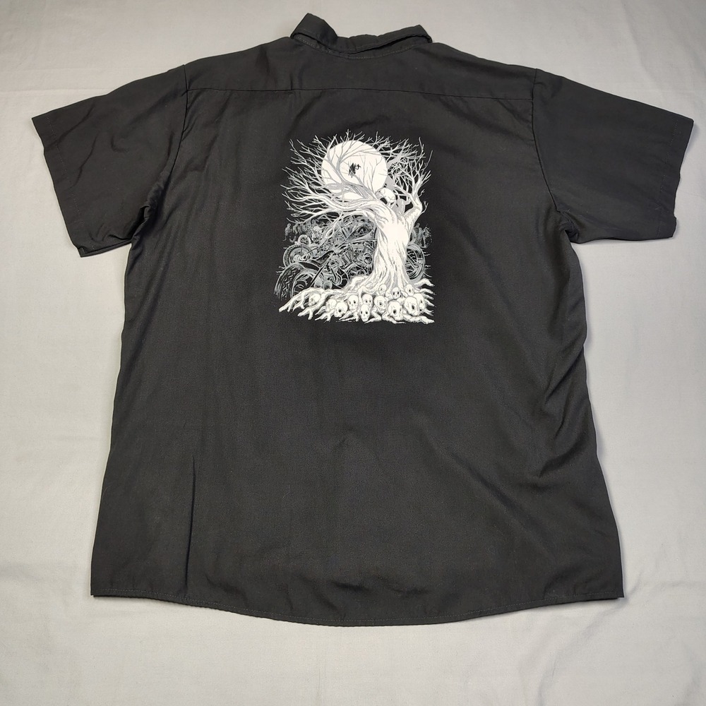 Dickies Shade Tree Racing Work Shirt Mens 2XL Black Short Sleeve Graphic Skulls